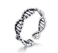 Bagues ajustables ouvertes en argent sterling 925 en forme d'ADN pour femmes