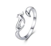 Bagues ajustables ouvertes en argent sterling 925 représentant un renard, pour femmes