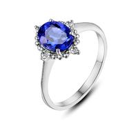 Bagues Alliances Parure Bijoux Argent Or 18 Carats Saphir Créé en Laboratoire Forme Ovale Taille Solide Non Plaqué Mise à Niveau 3.0 pour Épouse Graduation Bijoux