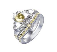 Bagues Anneau Bijoux Fiançailles Mariage Fait Main Cadeau De Bague Coupe Bijoux Anneaux Blancs Classeur Fournitures Bagues (Yellow, 7)