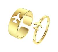 Bagues Bague Bijoux Femme Hommes Avion Couple Ensemble Bague Réglable Pour Hommes Fiançailles Pilote Hôtesse De L’Air Or