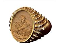 Bagues Bague Bijoux Femme Hommes Bague Classique Couleur Or avec Les Droits du Pêcheur du Pape Léon, Statue De Pêcheur, Bague d'anniversaire pour Femme, Alliance, Bijoux De Fête, Couleur Or 12
