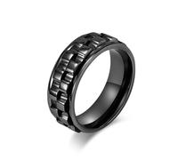 Bagues Bague Bijoux Femme Hommes Bague Rotative Noire Et Bleue Pour Homme Et Femme, Anti-Anxiété, Anti-Stress, Polie, 7 Couleurs, Noire