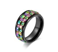 Bagues Bague Bijoux Femme Hommes Bague Rotative Noire Et Bleue Pour Homme Et Femme, Polie, Anti-Anxiété, Anti-Stress, 8 Couleurs, Noir Et Multicolore