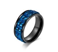 Bagues Bague Bijoux Femme Hommes Bague Rotative Noire Et Bleue Pour Homme Et Femme, Polie, Anti-Anxiété, Anti-Stress, 8 Pièces, Noir Et Bleu