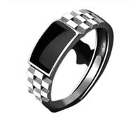 Bagues Bague Bijoux Femme Hommes Bagues Irrégulières Rétro Noires Émaillées Pour Homme Et Femme, Style Punk Gothique, Ajustables, Bijoux De Couple, Argent Et Noir