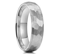 Bagues Bague Bijoux Femme Hommes Bagues Multi-Facettes Martelées À La Mode pour Hommes Et Femmes, Bague De Couple Brossée Noire, Bijoux De Fiançailles De Mariage 9,6 Mm, Couleur Argent