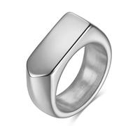 Bagues, Bague chevalière minimaliste Old Money - Acier inoxydable, style vintage for homme et femme | Bijoux intemporels(Silver,U)