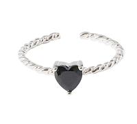 Bagues Bague cuillère en argent : femmes Style Vintage Antique fleur pouce anneaux bijoux cadeaux pour maman -mère (Black, One Size)