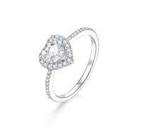 Bagues Bijoux Bague Cercle en Argent Or Blanc 14K Au585 6X6mm en Forme de Cœur Blanc Moissanite Taille pour Mesdames Mesdames