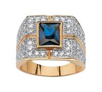 Bagues Classeurs Anneaux Rings Fashion Men Square Sapphire Inlaid Ring Club Jewelry Wedding For Love With Liant Porte-bijoux Anneaux (Gold, B)