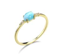 Bagues d'amitié au 375/585/750 or jaune avec turquoise ovale, forme d'éternité, or jaune 18 carats (750), Turquoise Moissanite