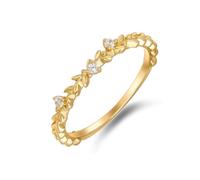 Bagues d'amitié en or 9 K/14 K/18 carats avec diamant, bagues de couple en forme de blé, or jaune 14 carats (585), Diamant