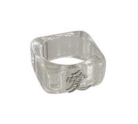Bagues d'amour en forme de personnage chinois en argent sculpté en résine acrylique transparente pour femme - Bijoux cadeau d'amour pour filles et adultes - Transparent pour