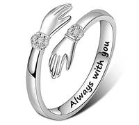 Bagues de câlin pour femmes, mots gravés, câlins, mains ouvertes, bijoux d ' amitié, réglable, Antique, ouverte pour femmes