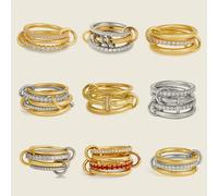 Bagues de connexion multicouches plaquées or pour femmes, zircone cubique de luxe, à la mode, couleurs mélangées, empilables, bijoux de fête