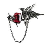 Bagues de corbeau avec pierres précieuses rouges en alliage de zinc, design ouvert, accessoire réglable pour occasions spéciales ou cadeaux, bijoux en alliage métallique