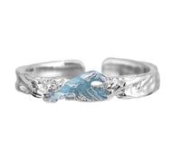 Bagues de Couple d ' engagement d ' amour, modèles de mer de montagne et accessoire de doigt de taille réglable, bijoux faits à la main