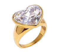 Bagues de Couple en forme de cœur d ' amour avec cristaux scintillants, bijoux en acier inoxydable pour partenaires, de mariage à usage quotidien