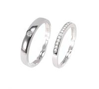 Bagues De Couple Pour Femmes Et Hommes En Argent Sterling 925, Alliance Réglable, Promesse D'Éternité, Alliance Pour Elle Et Lui, Bijoux Fantaisie, Ensemble Cadeau De Deux Bagues