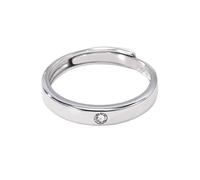 Bagues De Couple Pour Femmes Et Hommes En Argent Sterling 925 Avec Cristal, Alliance Réglable, Promesse D'Éternité, Bague Pour Elle Et Lui, Bijoux Tendance, Cadeau, Bague Large
