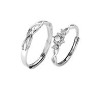 Bagues De Couple Pour Hommes Et Femmes En Argent Sterling 925, Alliance Réglable, Promesse D'Éternité Pour Elle Et Lui, Alliance Entrelacée, Bijoux Fantaisie, Ensemble Cadeau De Deux Bagues