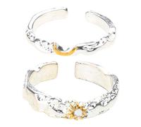 Bagues de Couple soleil et lune, élégantes, amour soleil et lune, bijoux à la mode sur le devant lisse pour deux Couples
