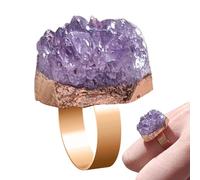 Bagues de déclaration pour Femmes, bagues en améthyste Brute Violette pour Femmes, Bague Femme réglable Bague améthyste, en d'améthyste Brute, Bijoux pour, Amis de la Famille, collègues
