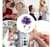 Bagues de déclaration pour femmes - Bande d'améthyste réglable, bijoux en brut, accessoire de pierres précieuses élégant | Cadeau de bague de mode, bijoux faits à la main, collègues d'amis de