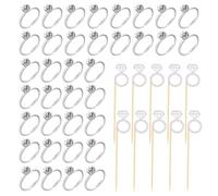 Bagues De Fiançailles 36 Pièces, Inserts De Bagues À Gâteau 10 Pièces, Bagues En Strass Réglables, Décorations De Fiançailles, Cadeaux De Fête De Mariage