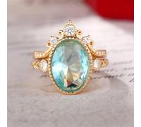 Bagues de fiançailles plaquées or avec oxyde de zirconium bleu - Bagues de mariage - Bagues de promesses de mariage - Bagues de promesses pour soirée, anniversaire, Saint-Valentin - Bracelets éternels