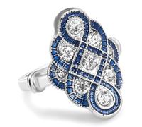 Bagues de fiançailles plaquées or blanc avec oxyde de zirconium bleu - Bagues de mariage - Bagues de promesses de mariage, bagues de mariage, bagues de fiançailles, bagues de mariage, bagues de