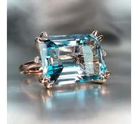 Bagues de fiançailles tendance plaquées or avec zircone cubique bleu carré incrusté de zircones cubiques pour mariage, fiançailles, soirée, anniversaire, Saint-Valentin, cadeaux éternité pour femme
