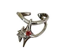 Bagues de geste vintage en forme d'étoile pour homme et femme - Style punk gothique - Zircon rétro croisé - Bijoux d'amour en forme de cœur - Zircon rétro croisé, taille unique, Comme décrit, Comme