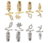 Bagues de Manucure Bout des Doigts 8 Pièces en Alliage