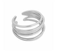 Bagues de mariage en argent doré simple géométrique multicouche enroulé bijoux faits à la main pour femmes bague de luxe légère réglable, Adjustable