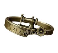 Bagues de mode pour machine à coudre avec ruban à mesurer et bijoux en fleurs pour tenues artistiques et décontracté, cerceau de machine à coudre rétro