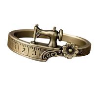 Bagues de mode pour machine à coudre avec ruban à mesurer et bijoux en fleurs pour tenues artistiques et décontracté, cerceau de machine à coudre rétro