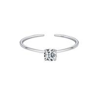 Bagues De Naissance En Argent 925, Ajustables, Fines Et Empilables, Avec Pierres Précieuses Naturelles De Taille Carrée, Pour Femmes Et Filles, Bijoux Cadeaux Avec Boîte, Avril-Bague Diamant 7#