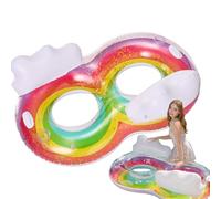 Bagues de Natation pour Adultes : Grands flotteurs Multifonctions pour Adultes, Grand Anneau de Natation en, Mignons Chiens de Natation pour Deux Personnes