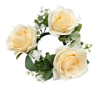 Bagues de noyau de rose, couronne de noyau de rose | Couronne d'agriculteurs pour mariage | Petit bougeoir de couronne, décoration florale artificielle pour bougies, accessoires de table et accents