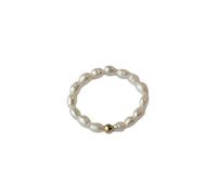 Bagues de Perles pour Femmes, Élastiques Baroques Perles Bague avec Perle d'espacement or, Ovales Bague Fantaisie Bijoux - Idée Cadeau pour Femmes et Jeunes Filles