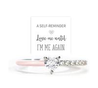 Bagues de promesse pour femme avec inscription « Love Me Until I'm Me Again » - Bague d'amour personnel pour maman, fille, couple, épouse, cadeau avec oxyde de zirconium noir en forme de cœur, Zircone