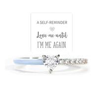 Bagues de promesse pour femme avec inscription « Love Me Until I'm Me Again » - Bague d'amour personnel pour maman, fille, couple, épouse, cadeau avec oxyde de zirconium noir en forme de cœur, Zircone