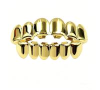 Bagues dentaires or 18 carats hip-hop. Modèles variés : 6/8 dents, crocs, motifs ajourés, style street moderne et unique.(Gold,Modelo 1)