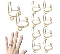 Bagues D'Ongles 10 Pièces Détachables Réutilisables Ajustables à Presser | Bagues pour le Bout des Doigts en Pour Femmes Et Filles Salon Maison Extérieur Studio De Manucure Et Or