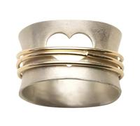 Bagues dorées réglables - Cadeaux de mode pour filles et femmes - Deux anneaux en argile - Anneaux en forme de cœur - Bijoux de doigts tournants, taille unique, Métal, Aucune pierre précieuse