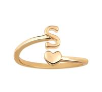 Bagues Empilables avec Initiales en Forme de Cour, Bagues Réglables pour Petit Doigt Jolies Bagues en Majuscules Bagues en Forme de Cour Bijoux Cadeau pour Femme et Adolescente (S)