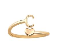 Bagues Empilables avec Initiales en Forme de Cour, Bagues Réglables pour Petit Doigt Jolies Bagues en Majuscules Bagues en Forme de Cour Bijoux Cadeau pour Femme et Adolescente (C)