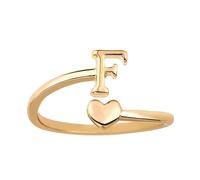Bagues Empilables avec Initiales en Forme de Cour, Bagues Réglables pour Petit Doigt Jolies Bagues en Majuscules Bagues en Forme de Cour Bijoux Cadeau pour Femme et Adolescente (F)